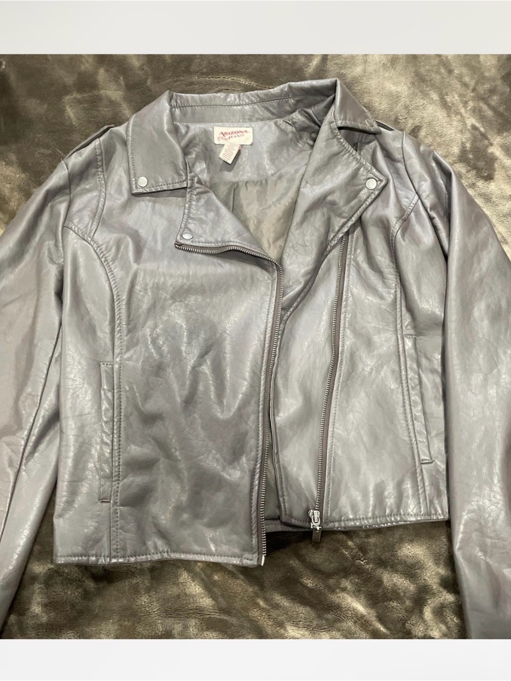 Women's Gray/purple Faux Leather Jacket